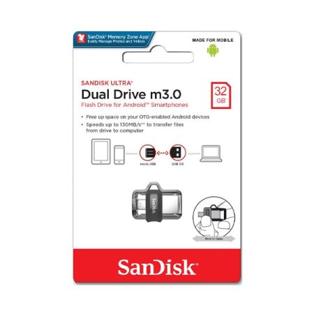 فلش سن دیسک Ultra Dual Drive USB 3.0 ظرفیت 32 گیگابایت SDDD3-G46