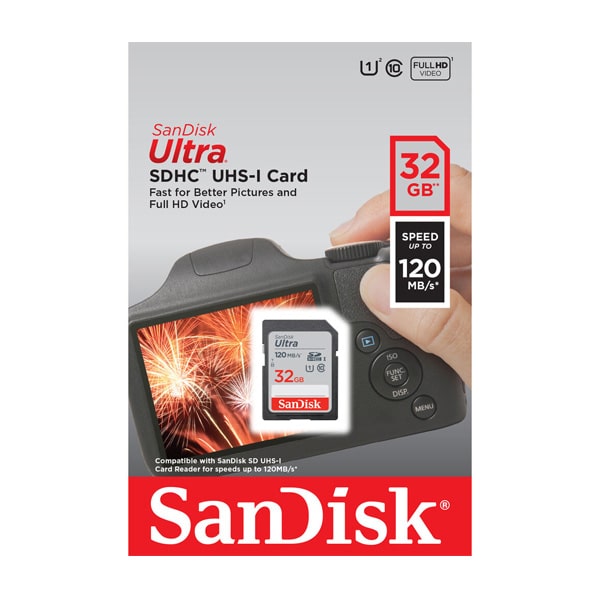 رم سن دیسک SD Ultra کلاس 10 ظرفیت 32 گیگابایت سرعت 120 مگابایت برثانیه SDSDUN4-32G-GN6IN