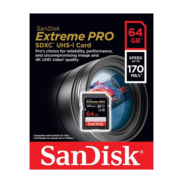 رم سن دیسک SD Xtreme Pro ظرفیت 64 گیگابایت سرعت 170 مگابایت برثانیه SDSDXXG-64G-GN4IN
