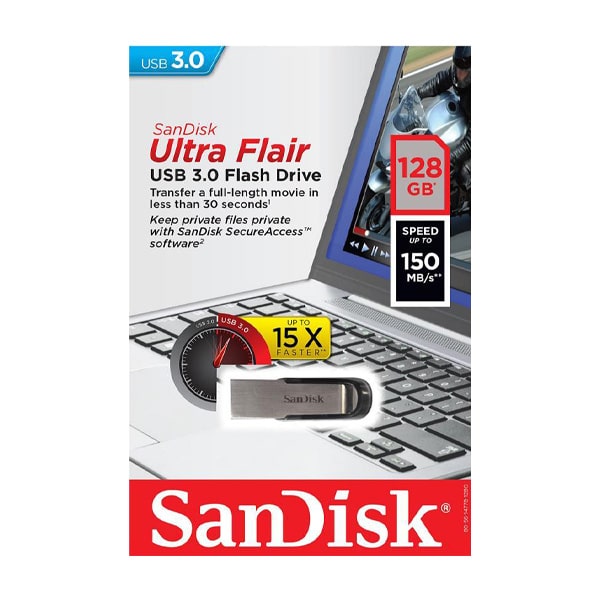 فلش سن دیسک Ultra Flair USB 3.0 ظرفیت 128 گیگابایت