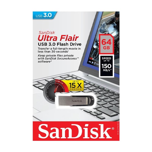 فلش سن دیسک Ultra Flair USB 3.0 ظرفیت 64 گیگابایت